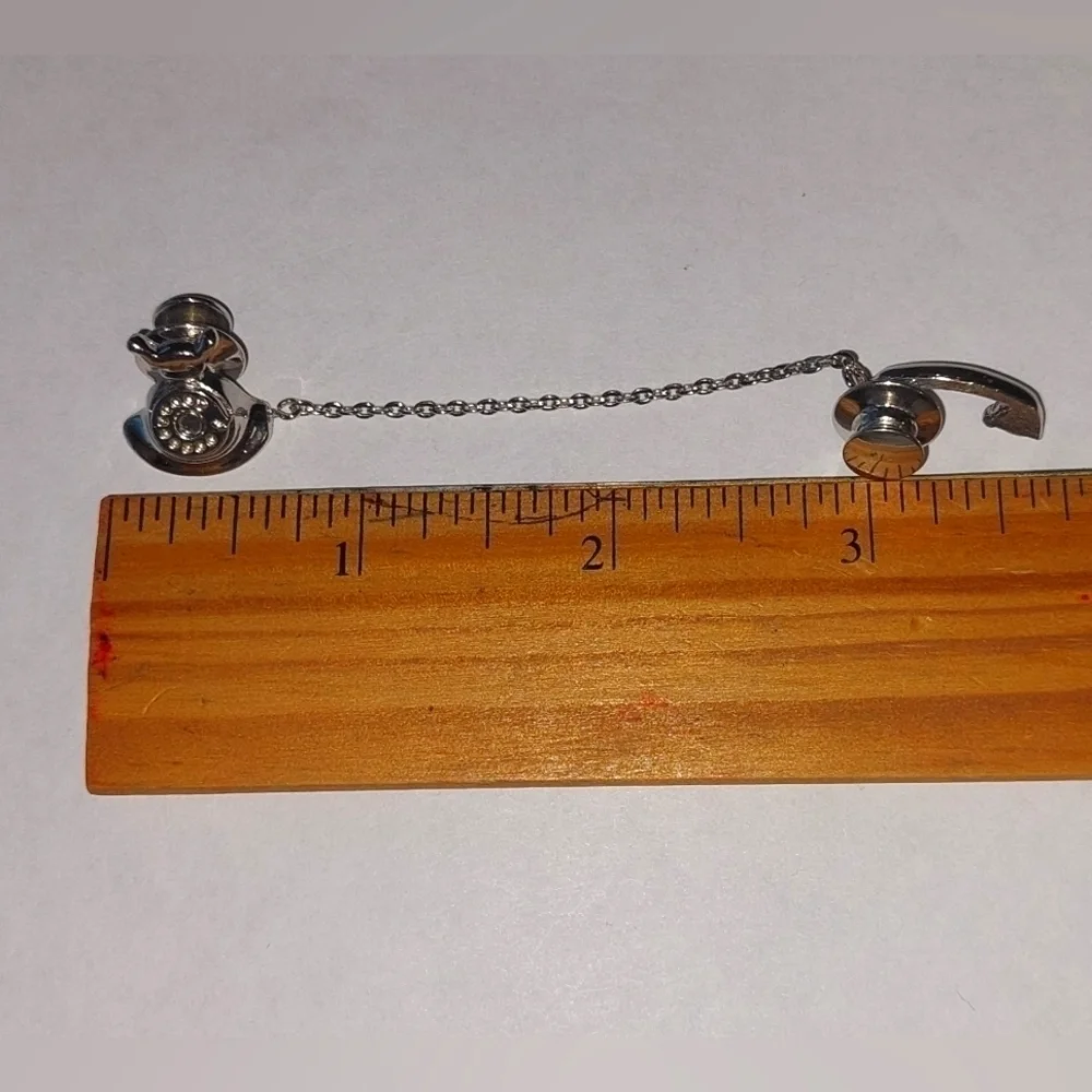 Trifari Silver Colored Rotary Phone Tie Tack or  Scarf Pin Excellent Condition
